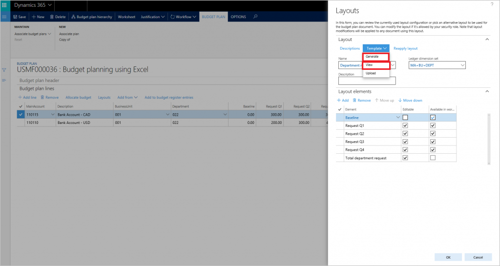 Budgeting timeline in Dynamics 365