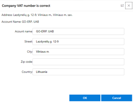 VAT Number Validation Panel in GO-SalesAssist in GO-SalesAssist CRM solution