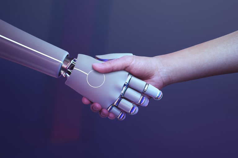 Robot AI handshake with human